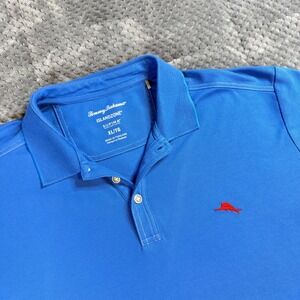 Tommy Bahama IslandZone Supima Cotton Blue Polo Shirt Mens XL Marlin Logo